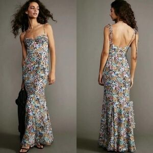 Fame& Partners Elham Mermaid Floral Dress in Jungle Cheeta